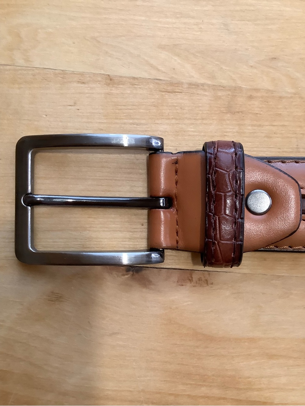 VINTAGE Italian Style Tan Croc Embossed Faux Leather Dress Belt 38 - Picture 4 of 9